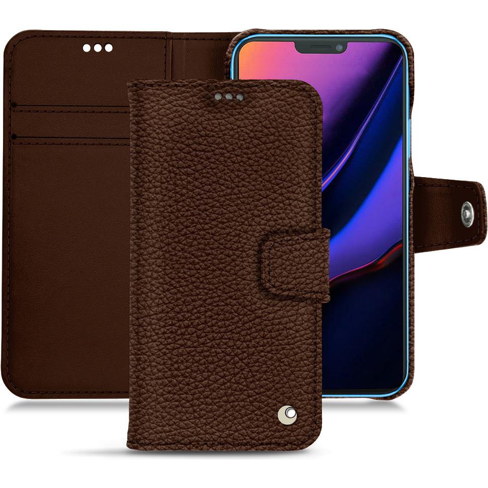 Noreve Lederschutzhülle Wallet (Apple iPhone 11), Smartphone Hülle, Braun