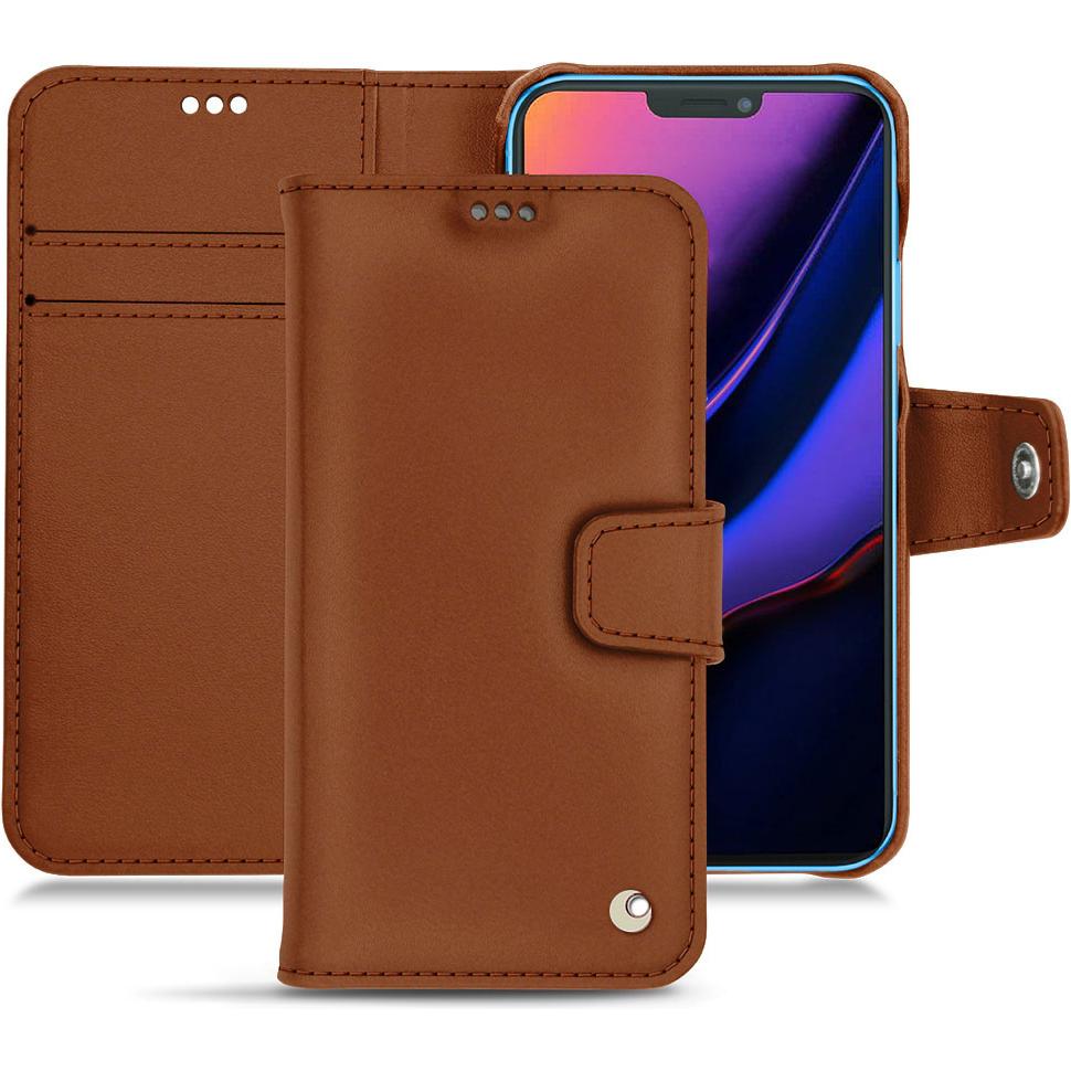 Noreve Lederschutzhülle Wallet (Apple iPhone 11), Smartphone Hülle, Braun