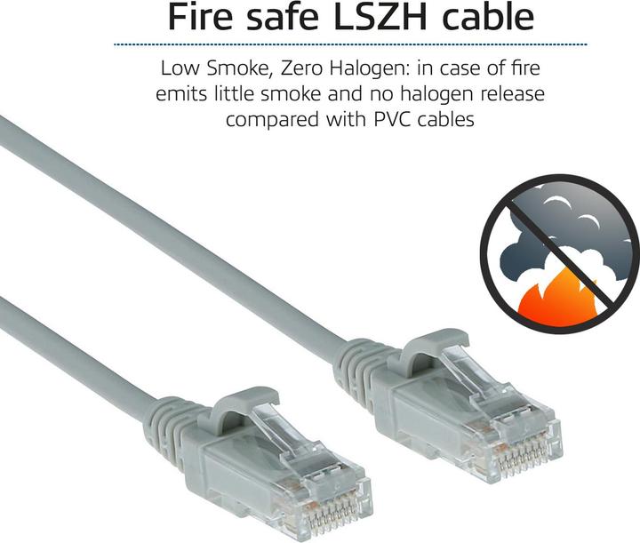 Produktbild Grey 5 meter LSZH U/UTP CAT6 datacenter slimline patch cable snagless with RJ45 connectors (U/UTP, CAT6, 5 m)
