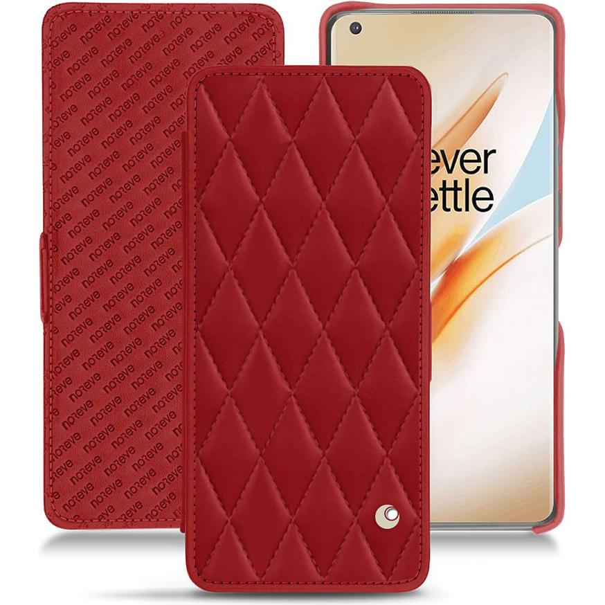Noreve Lederschutzhülle horizontal (OnePlus 8 Pro), Smartphone Hülle, Rot