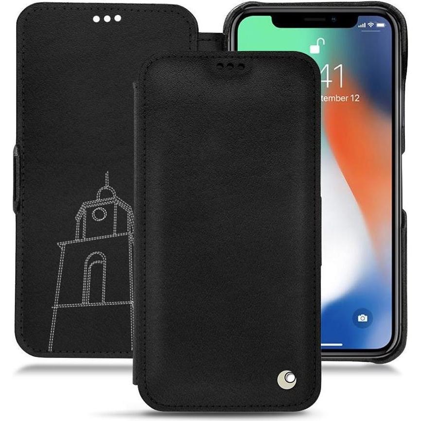 Noreve Lederschutzhülle horizontal (Apple iPhone XS Max), Smartphone Hülle, Schwarz