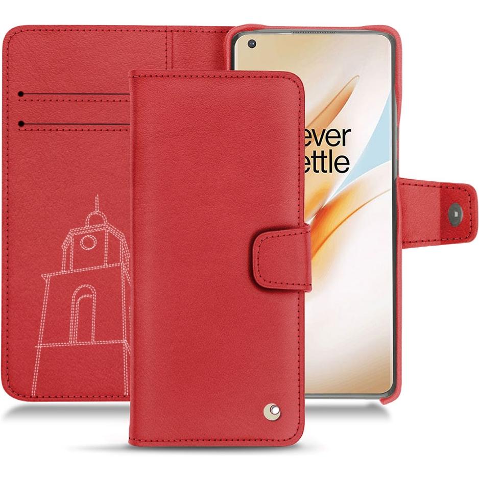 Noreve Lederschutzhülle Wallet (OnePlus 8 Pro), Smartphone Hülle, Rot
