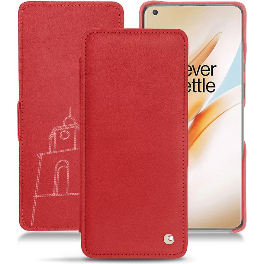 Noreve Lederschutzhülle horizontal (OnePlus 8 Pro), Smartphone Hülle, Rot
