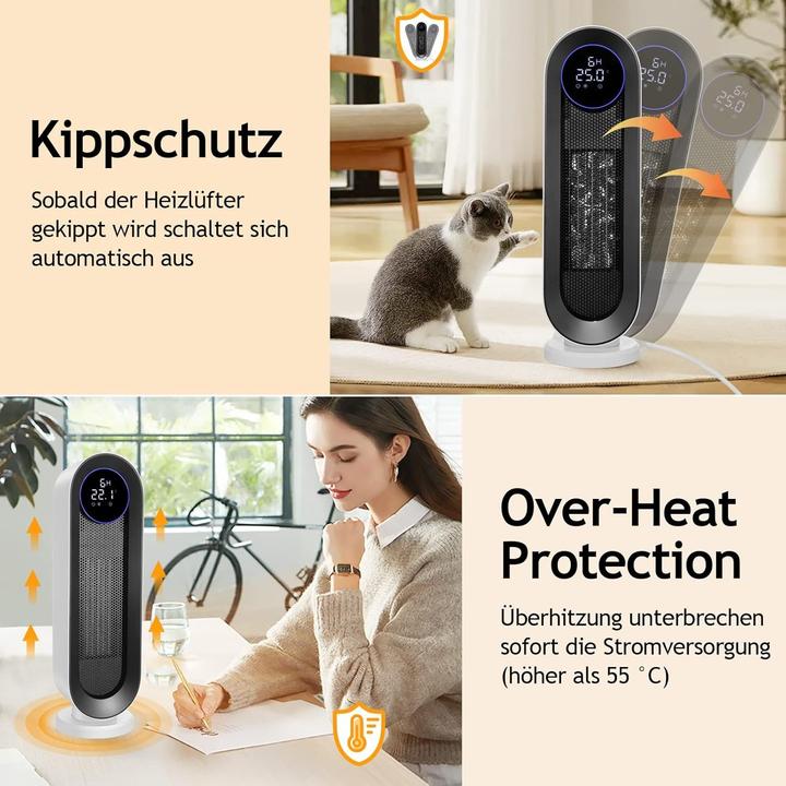 Actual product image Coocheer 2000W Ceramic Fan Heater with 3 Modes, Thermostat, 12-Hour Timer, and 100-Degree Oscillation