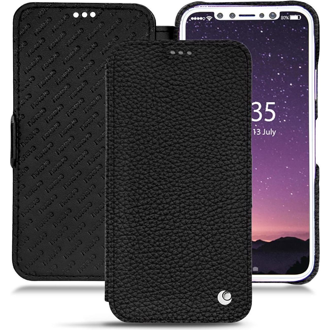 Noreve Lederschutzhülle horizontal (Apple iPhone XS), Smartphone Hülle, Schwarz