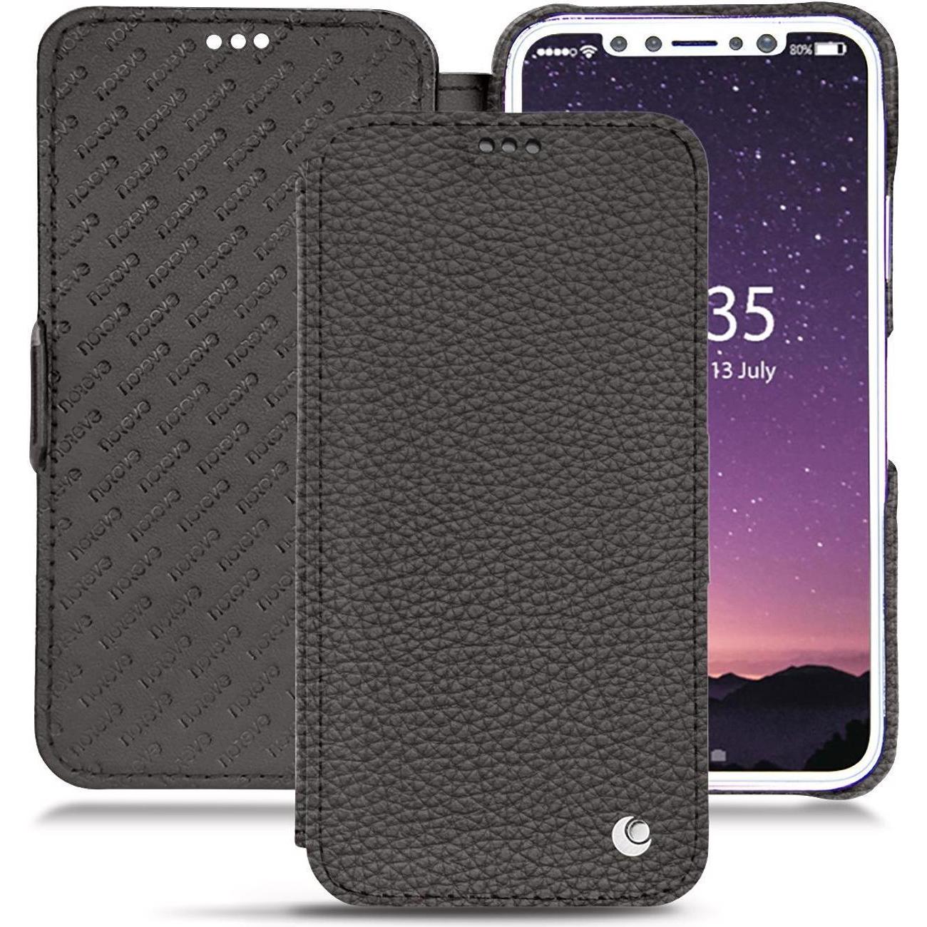 Thumbnail - Noreve Lederschutzhülle horizontal (Apple iPhone XS), Smartphone Hülle, Grau