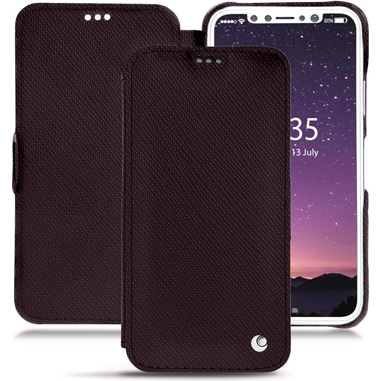 Noreve Lederschutzhülle horizontal (Apple iPhone XS), Smartphone Hülle, Braun