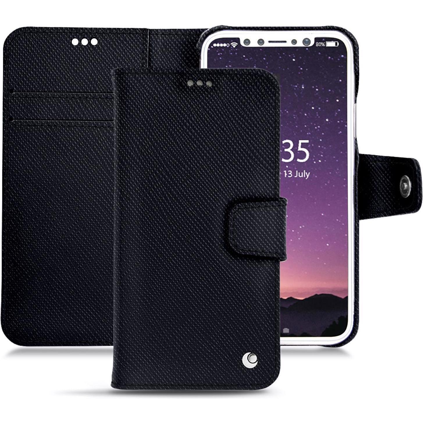 Noreve Lederschutzhülle Wallet (Apple iPhone XS), Smartphone Hülle, Schwarz