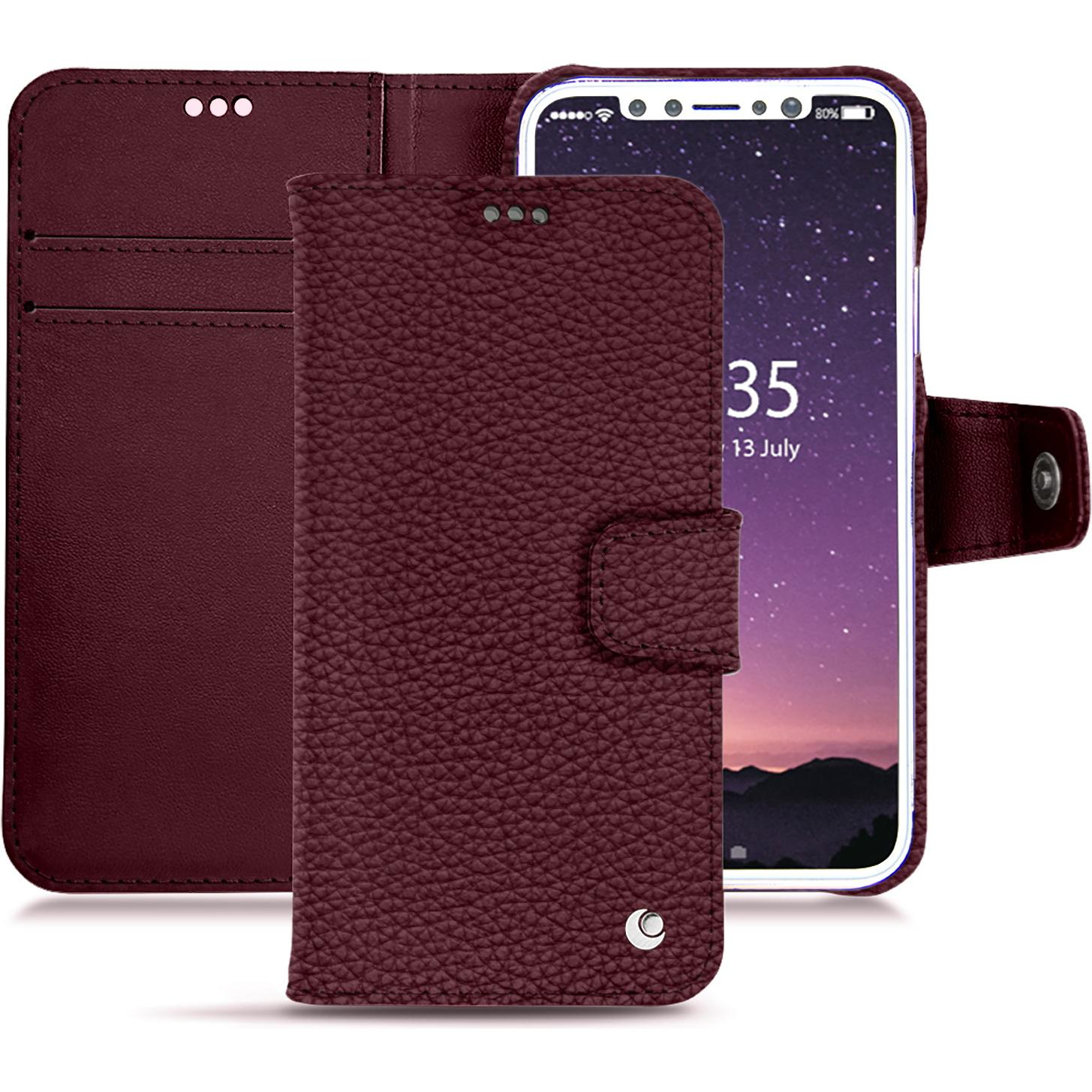 Noreve Lederschutzhülle Wallet (Apple iPhone X), Smartphone Hülle, Violett