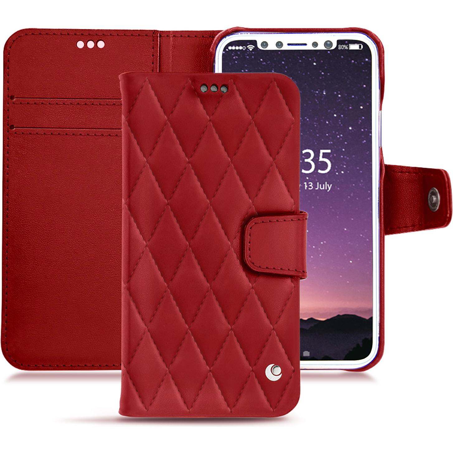 Noreve Lederschutzhülle Wallet (Apple iPhone X), Smartphone Hülle, Rot