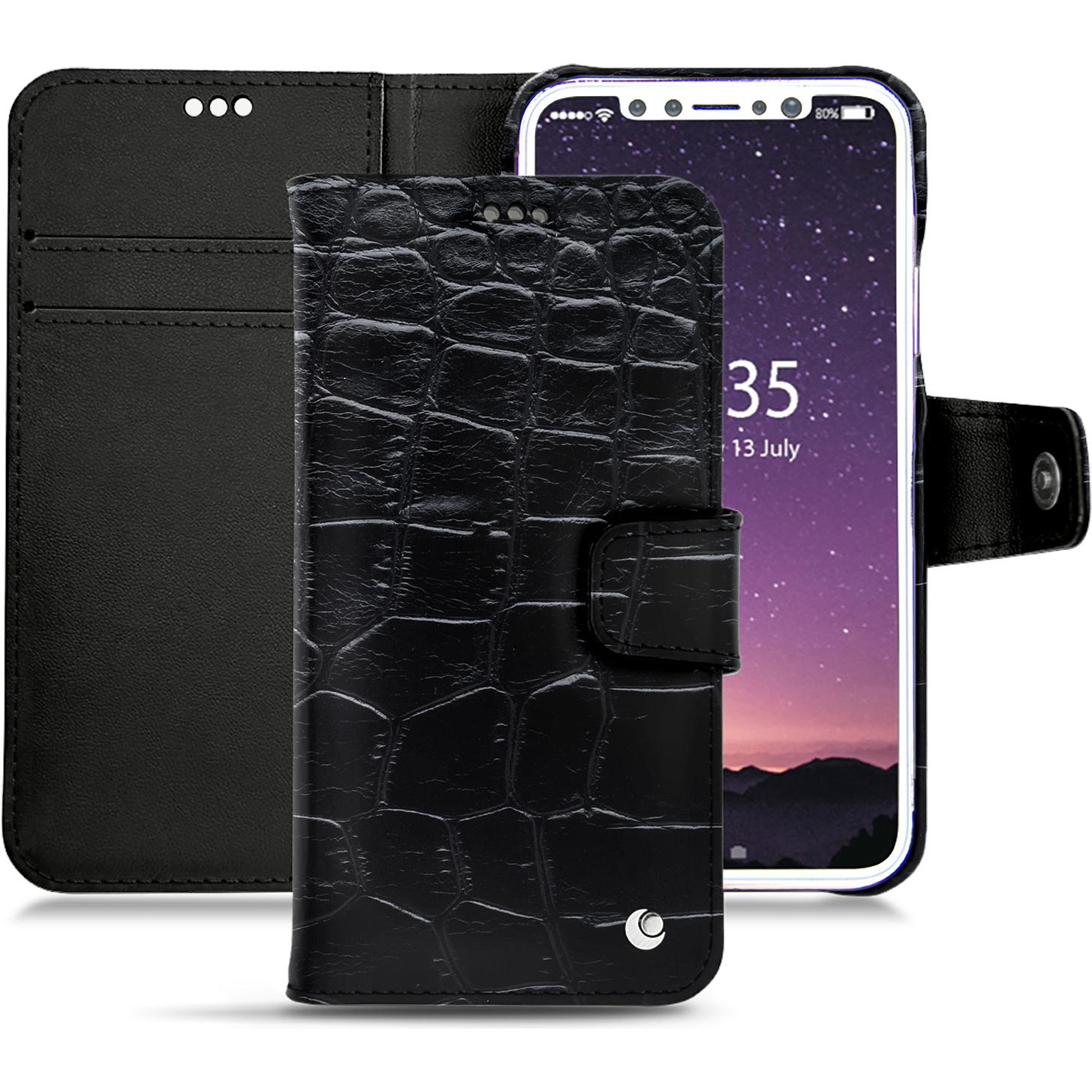 Noreve Lederschutzhülle Wallet (Apple iPhone X), Smartphone Hülle, Schwarz