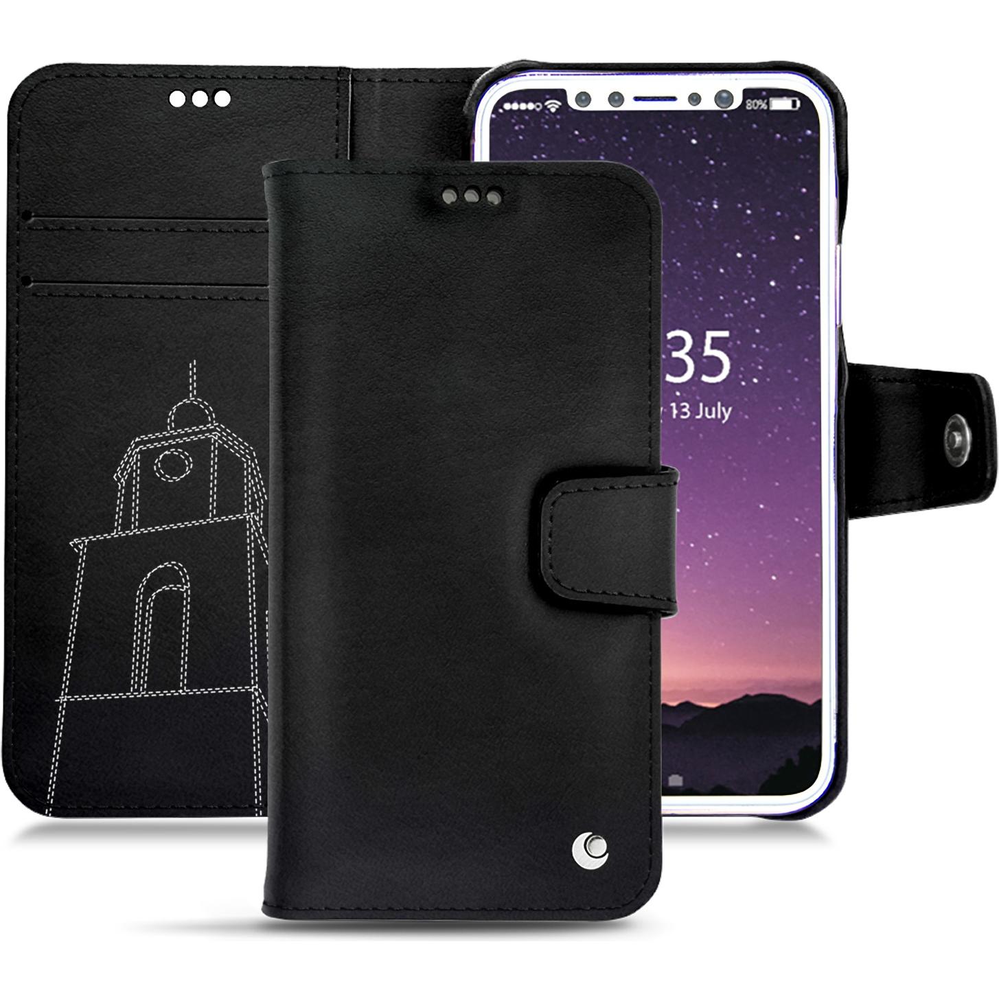 Noreve Lederschutzhülle Wallet (Apple iPhone X), Smartphone Hülle, Schwarz