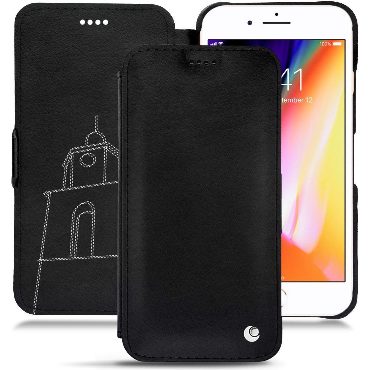 Thumbnail - Noreve Lederschutzhülle horizontal (Apple iPhone 8 Plus), Smartphone Hülle, Schwarz