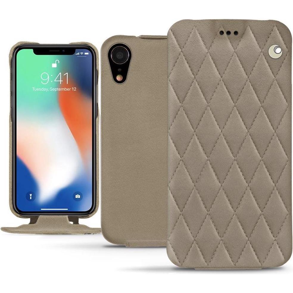 Noreve Lederschutzhülle vertikal (Apple iPhone XR), Smartphone Hülle, Beige