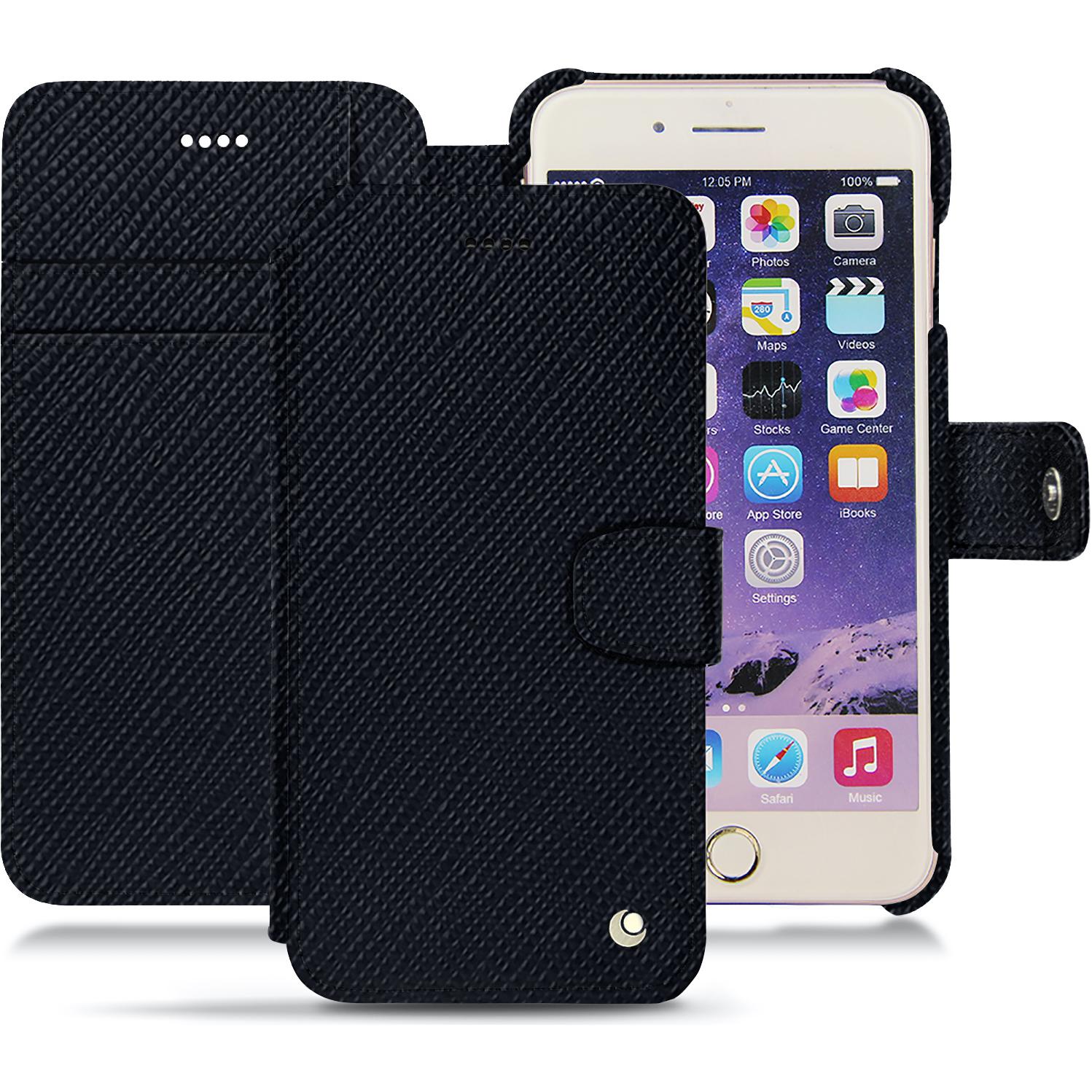 Noreve Lederschutzhülle Wallet (Apple iPhone 7 Plus), Smartphone Hülle, Schwarz