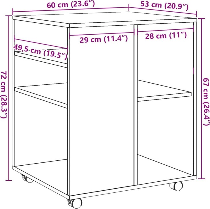 Produktbild VidaXL Rollschrank -Optik (60 x 53 x 72 cm)
