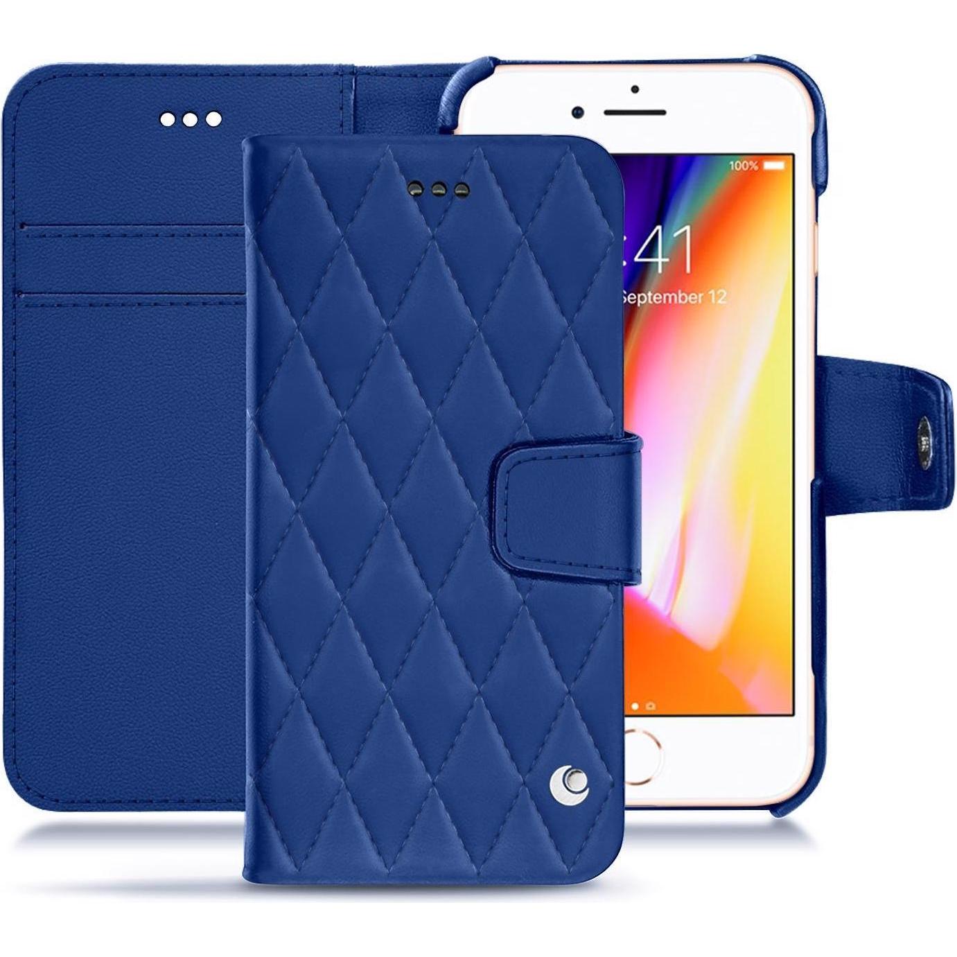 Noreve Lederschutzhülle Wallet (Apple iPhone 8), Smartphone Hülle, Blau