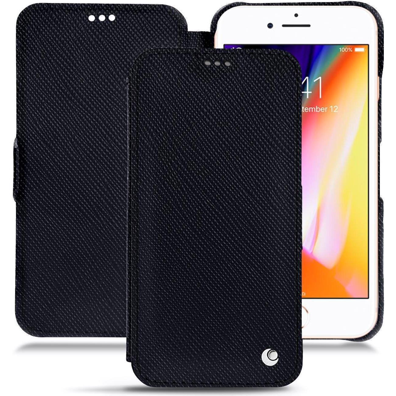 Noreve Lederschutzhülle horizontal (Apple iPhone 8), Smartphone Hülle, Schwarz