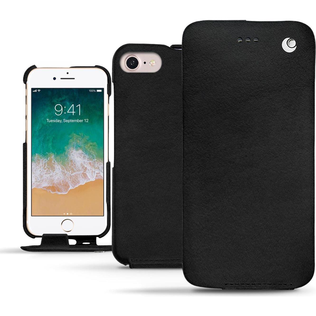 Noreve Lederschutzhülle vertikal (Apple iPhone 7), Smartphone Hülle, Schwarz