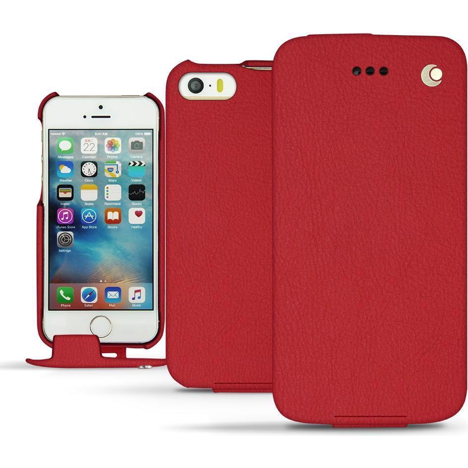 Noreve Lederschutzhülle vertikal (Apple iPhone SE), Smartphone Hülle, Rot