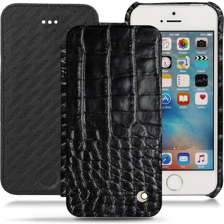 Noreve Lederschutzhülle horizontal (Apple iPhone SE), Smartphone Hülle, Schwarz