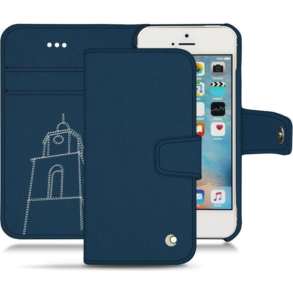 Noreve Lederschutzhülle Wallet (Apple iPhone SE), Smartphone Hülle, Blau