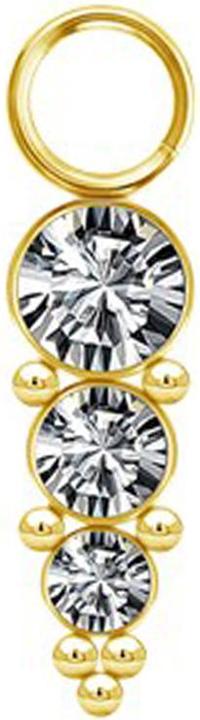 Produktbild Star Piercing Anhänger vergoldet drei Kristalle silber mit Kugeln (ohne Messing, Chirurgenstahl 316L)