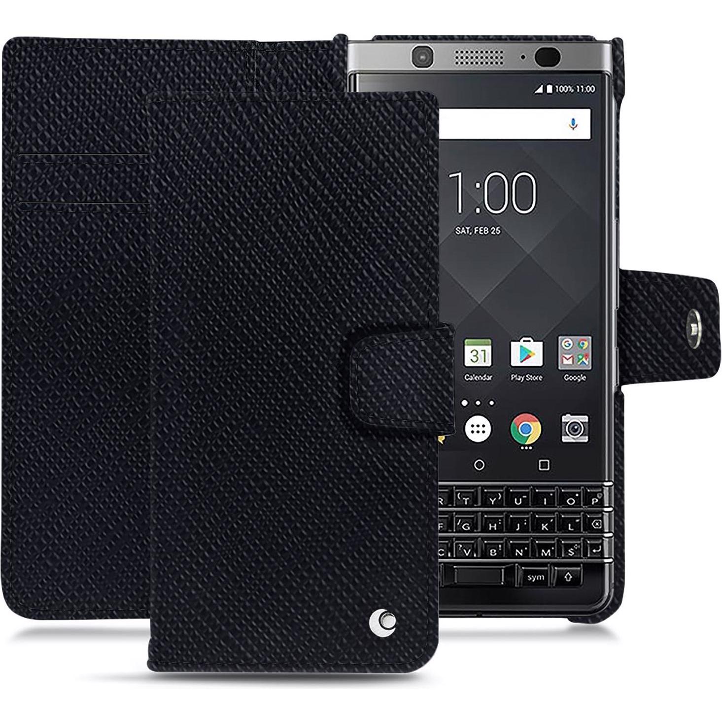 Noreve Lederschutzhülle Wallet (Blackberry KEYone), Smartphone Hülle, Schwarz