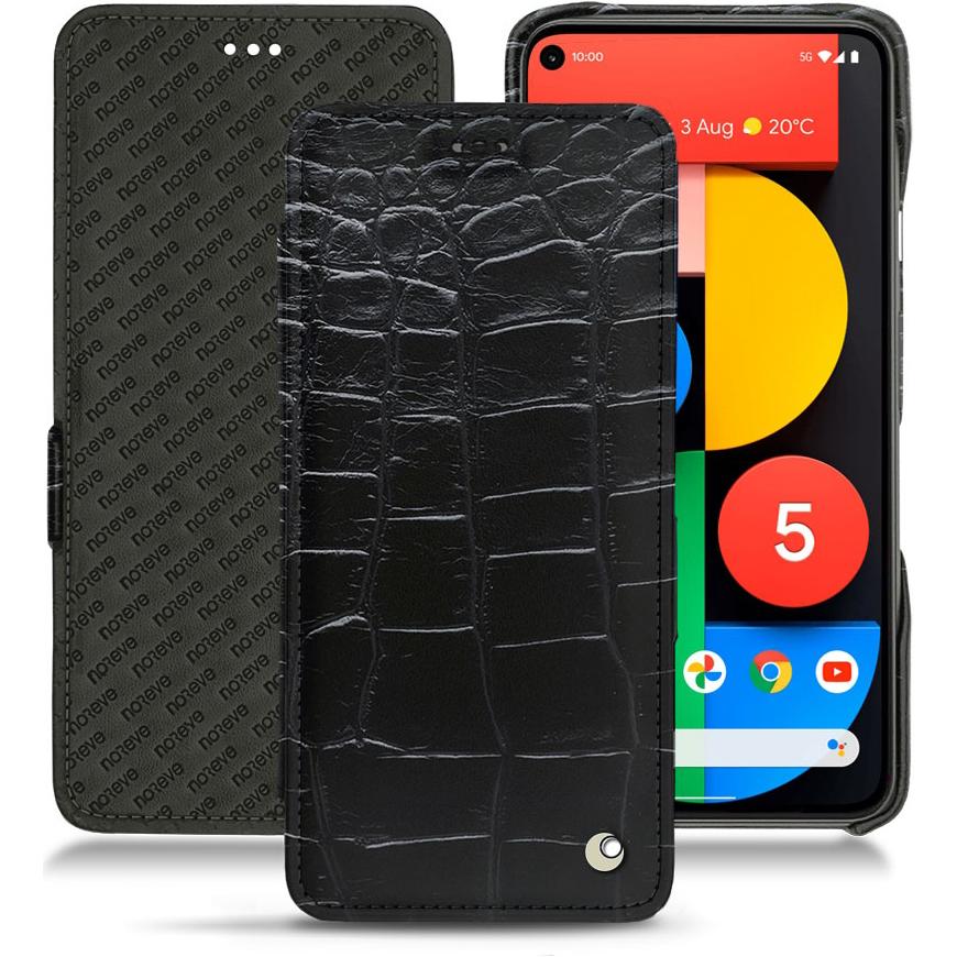 Noreve Lederschutzhülle horizontal (Google Pixel 5, Google Pixel 6 Pro), Smartphone Hülle, Schwarz