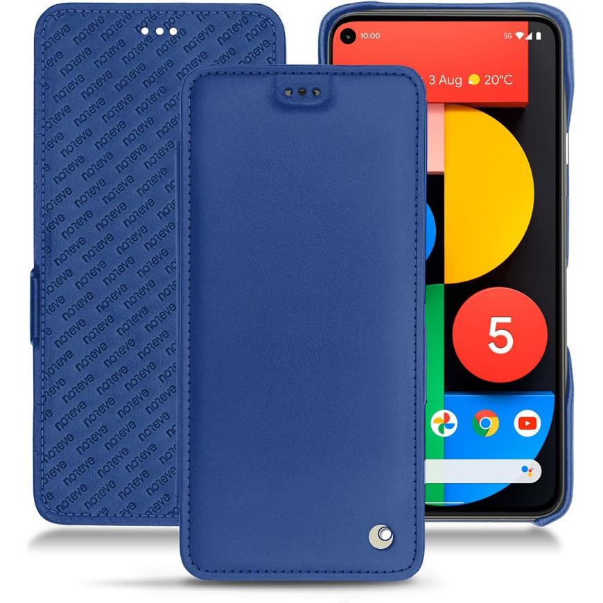 Noreve Lederschutzhülle horizontal (Google Pixel 6 Pro, Google Pixel 5), Smartphone Hülle, Blau