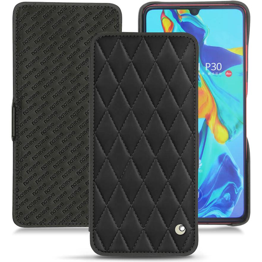 Thumbnail - Noreve Lederschutzhülle horizontal (Huawei P30), Smartphone Hülle, Schwarz