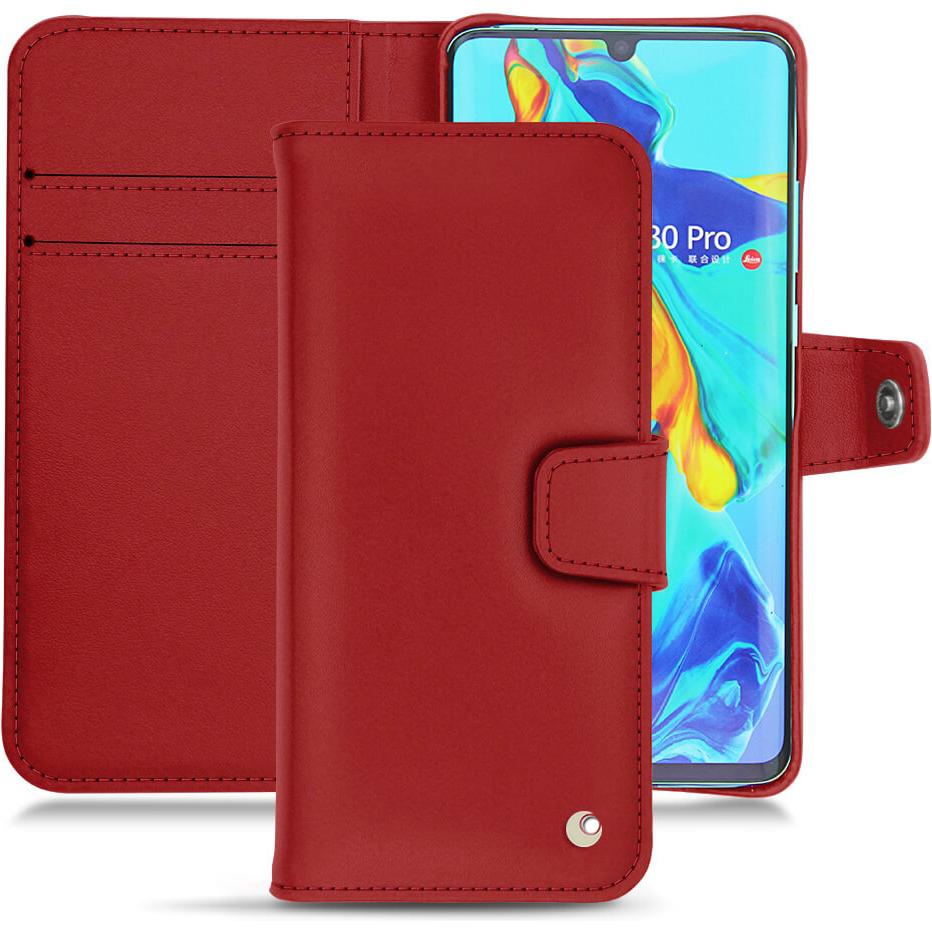 Noreve Lederschutzhülle Wallet (Huawei P30 Pro), Smartphone Hülle, Rot