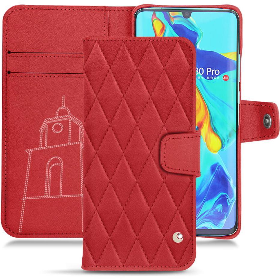 Noreve Lederschutzhülle Wallet (Huawei P30 Pro), Smartphone Hülle, Rot