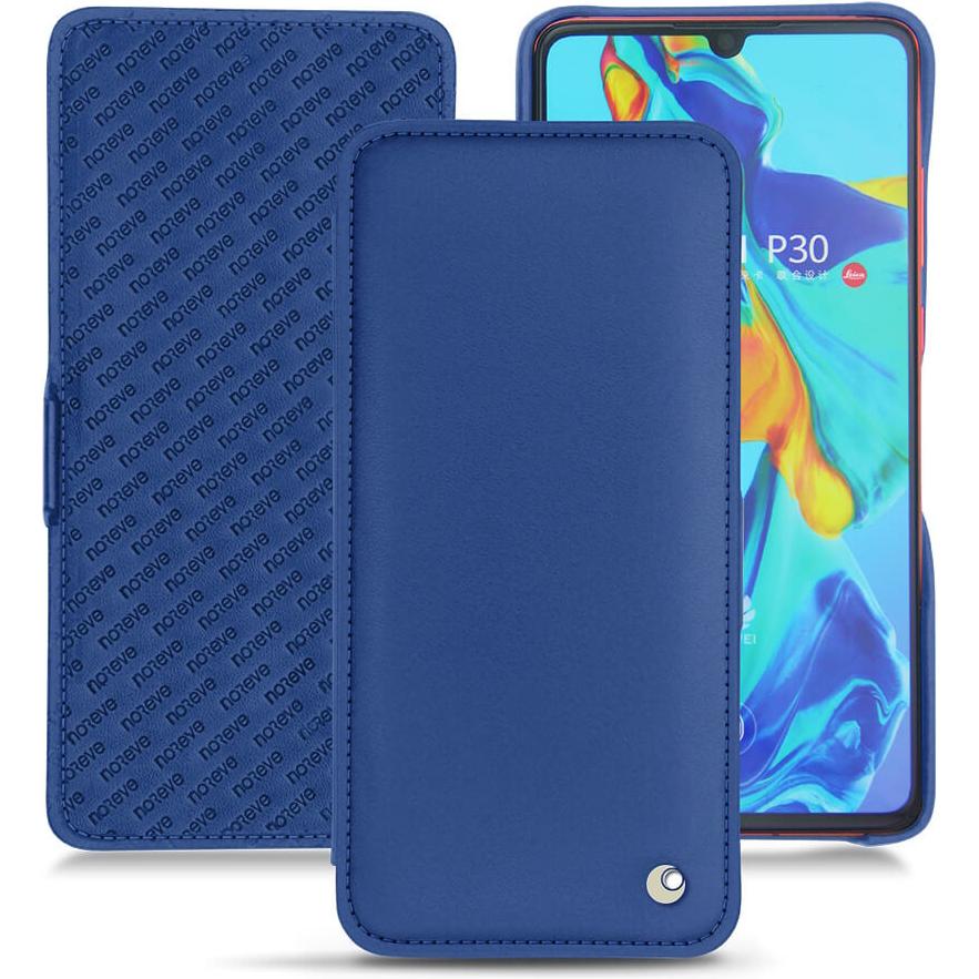 Noreve Lederschutzhülle horizontal (Huawei P30), Smartphone Hülle, Blau