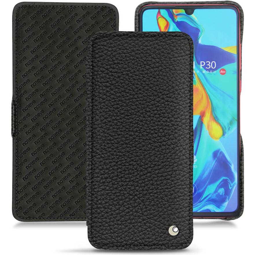Noreve Lederschutzhülle horizontal (Huawei P30), Smartphone Hülle, Schwarz
