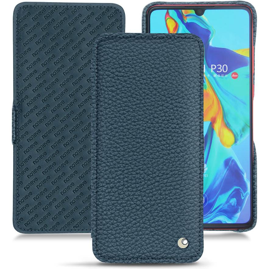 Noreve Lederschutzhülle horizontal (Huawei P30), Smartphone Hülle, Blau