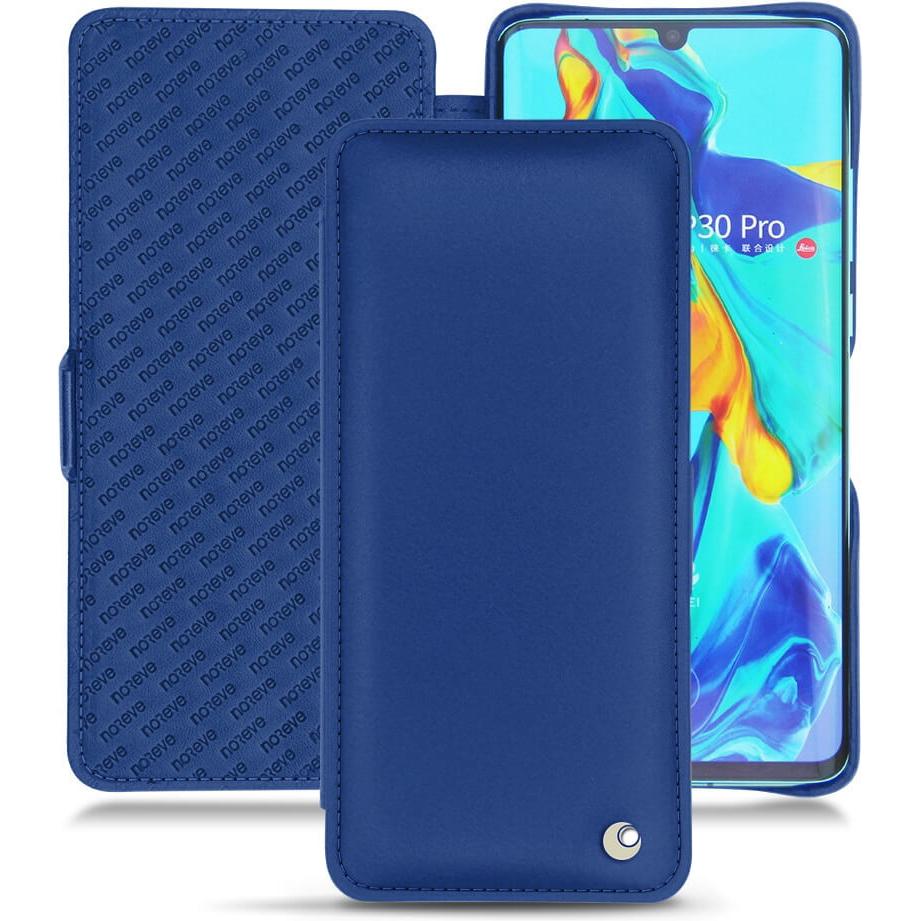 Noreve Lederschutzhülle horizontal (Huawei P30 Pro), Smartphone Hülle, Blau