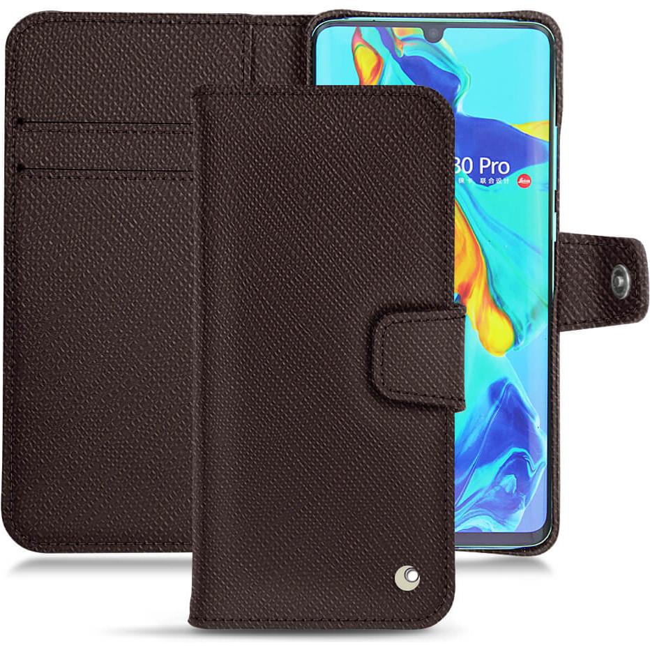 Noreve Lederschutzhülle Wallet (Huawei P30 Pro), Smartphone Hülle, Braun
