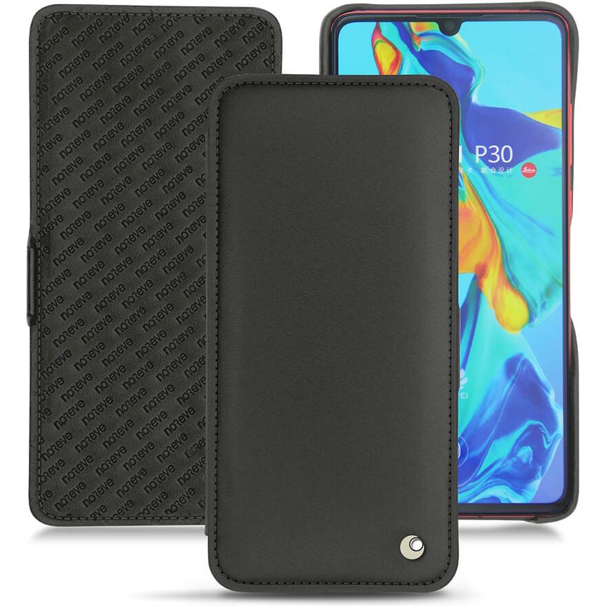 Noreve Lederschutzhülle horizontal (Huawei P30), Smartphone Hülle, Schwarz