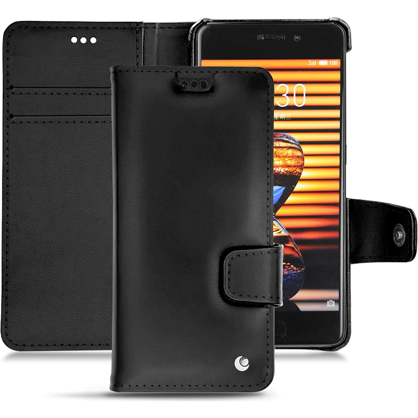 Noreve Lederschutzhülle Wallet (Meizu Pro 7 Plus), Smartphone Hülle, Schwarz