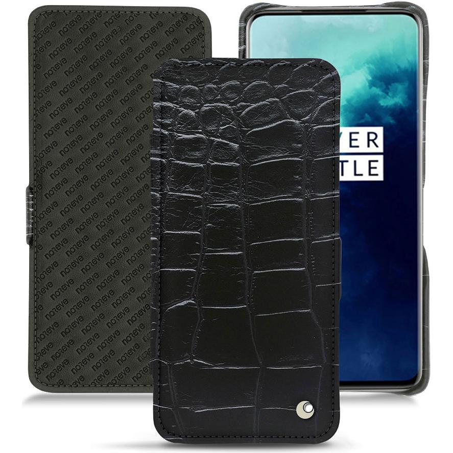 Noreve Lederschutzhülle horizontal (OnePlus 7T Pro), Smartphone Hülle, Schwarz