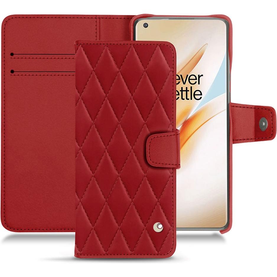 Noreve Lederschutzhülle Wallet (OnePlus 8 Pro), Smartphone Hülle, Rot