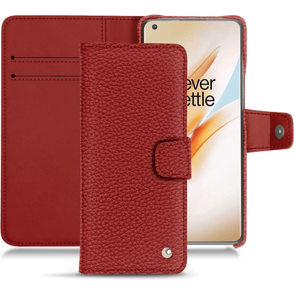 Noreve Lederschutzhülle Wallet (OnePlus 8 Pro), Smartphone Hülle, Rot