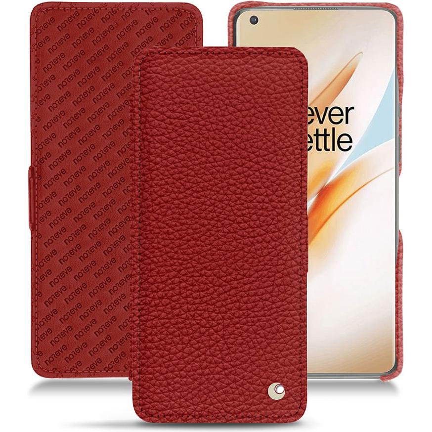 Noreve Lederschutzhülle horizontal (OnePlus 8 Pro), Smartphone Hülle, Rot