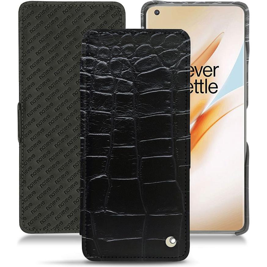Noreve Lederschutzhülle horizontal (OnePlus 8 Pro), Smartphone Hülle, Schwarz
