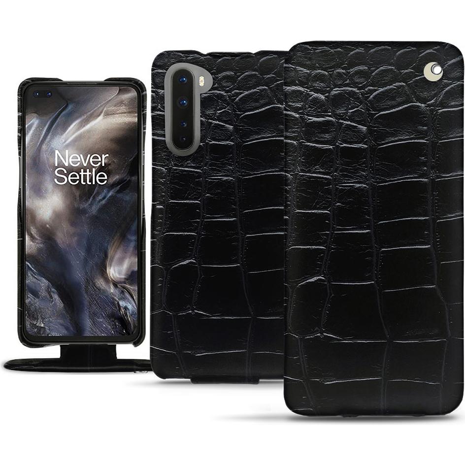 Noreve Lederschutzhülle vertikal (OnePlus Nord), Smartphone Hülle, Schwarz