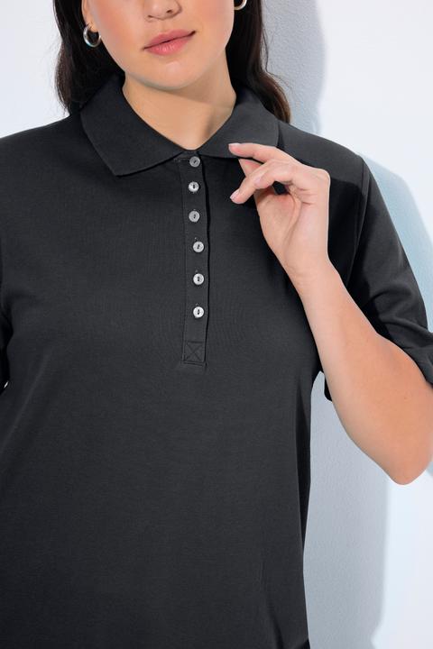 Produktbild Ulla Popken Poloshirt, Piqué, Polokragen, Samt-Knopfleiste, Halbarm (54)