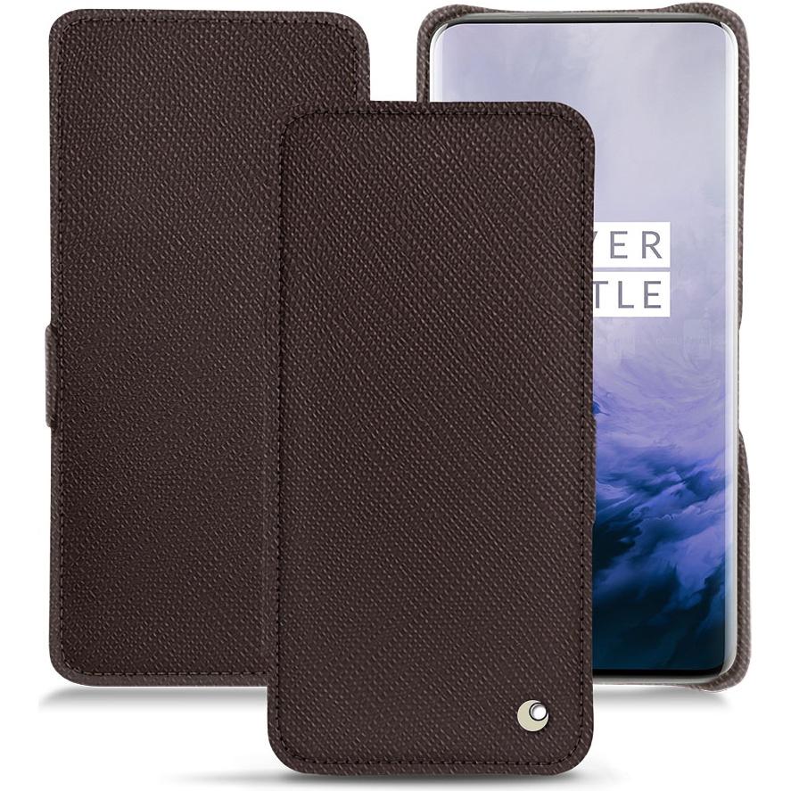 Noreve Lederschutzhülle horizontal (OnePlus 7 Pro), Smartphone Hülle, Braun