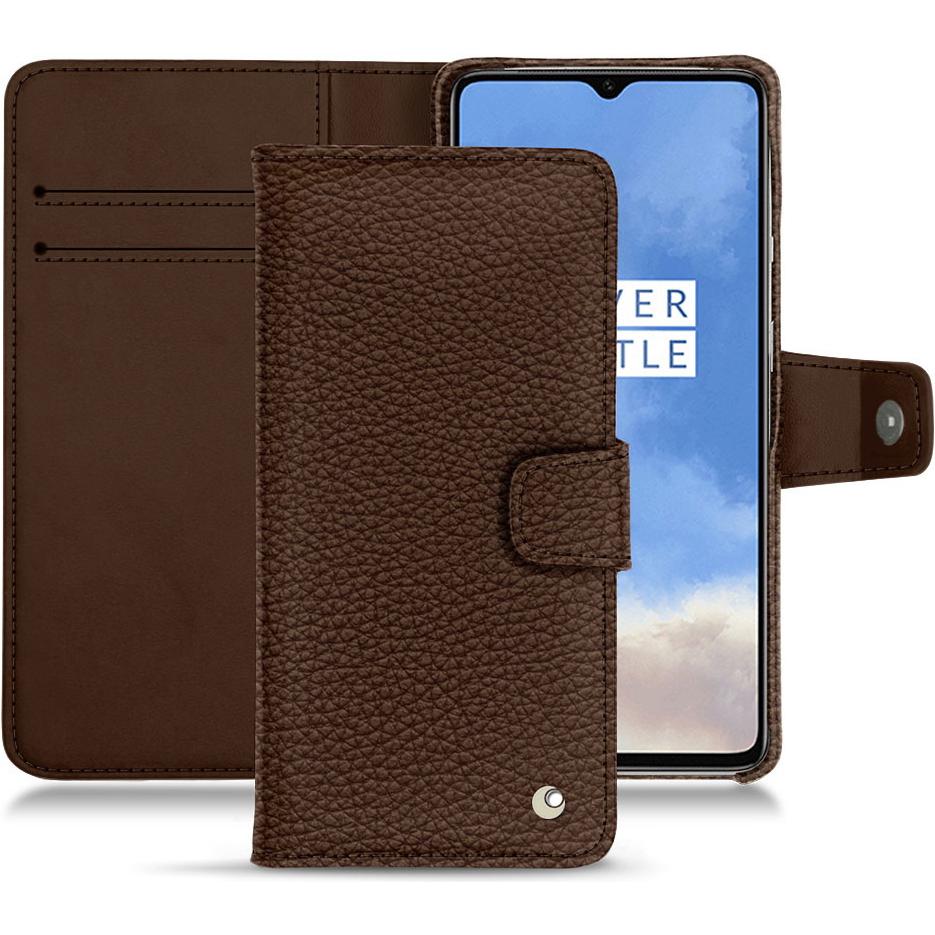 Noreve Lederschutzhülle Wallet (OnePlus 7T), Smartphone Hülle, Braun