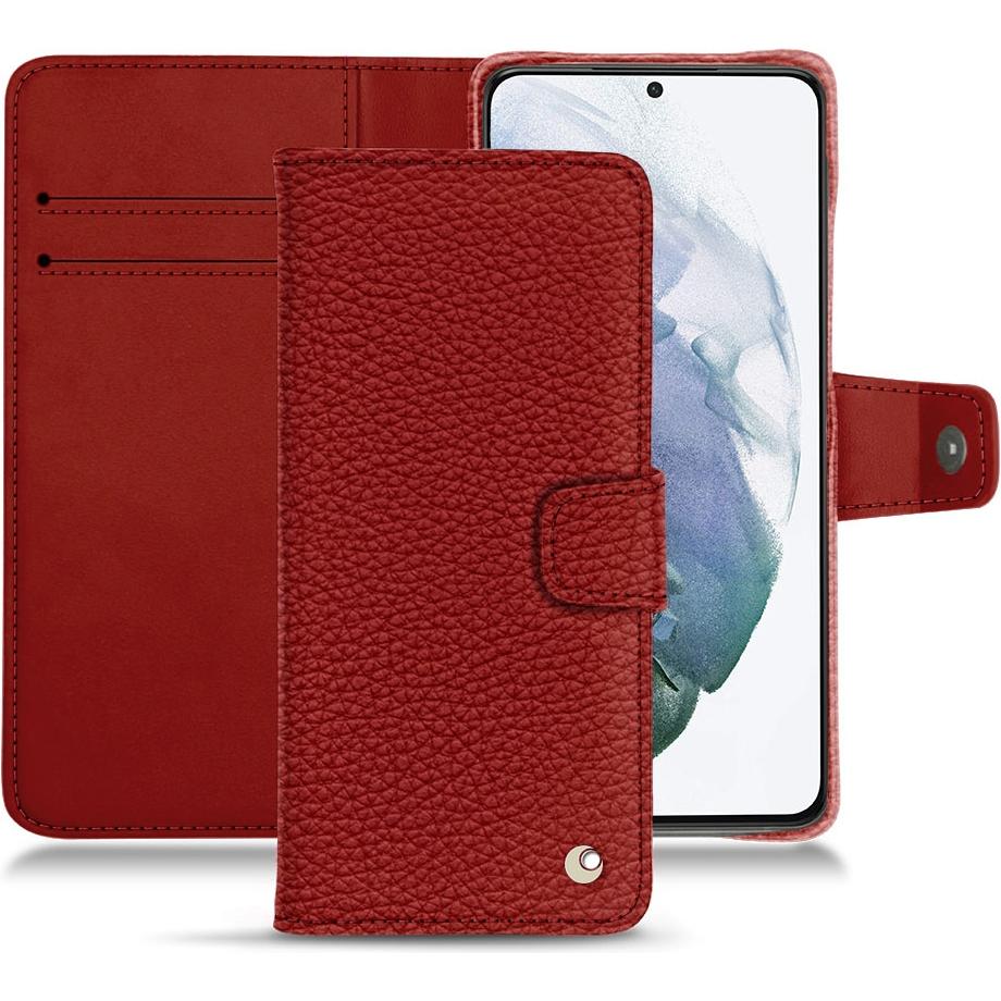 Noreve Lederschutzhülle Wallet (Samsung Galaxy S21+), Smartphone Hülle, Rot
